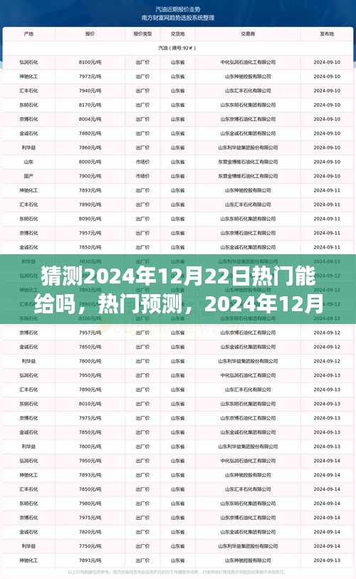2024年12月22日热门产品预测与深度解析，全面评测带你洞悉潮流趋势