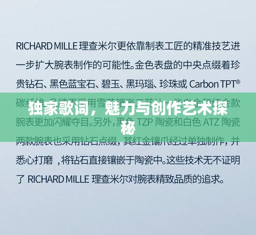 独家歌词，魅力与创作艺术探秘